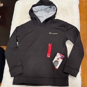 Champion Black Hoodie with Contrast Gray Hood Lining